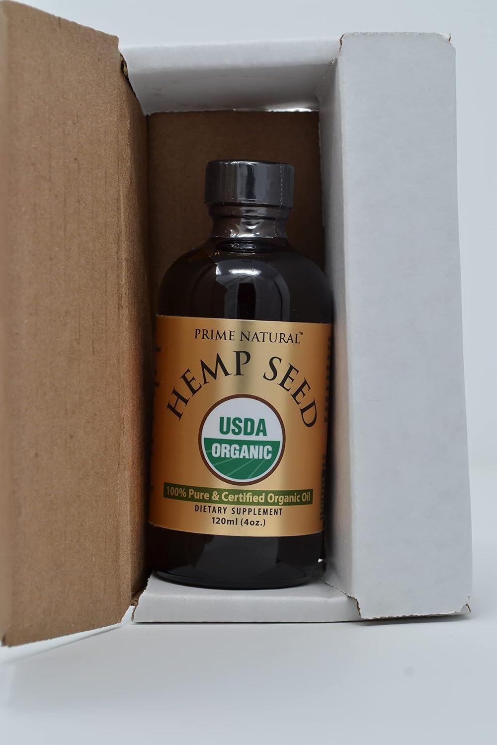 PRIME NATURAL Organic Hemp Seed Oil 4oz - USDA Certified - Sativa Oil - Pure, Cold Pressed, Virgin, Unrefined, Vegan, Food Grade - High Omega 3 6 9 Fatty Acids - Good for Face, Body, Skin & Hair Care