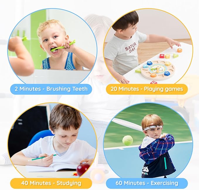 60-Minute Visual Timer for Kids Digital Visual Countdown Timer for Kids Toddler for School Classroom, Time Management Tool with Silent Operation, Blue & White