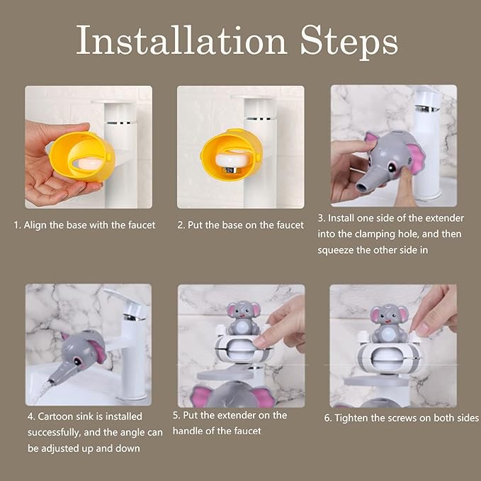 Faucet Handle Extender Set, Faucet Extender for Kids Child Sink Extender Kids Hand Wash Helper Faucet Extender for Bathroom Sink-Grey