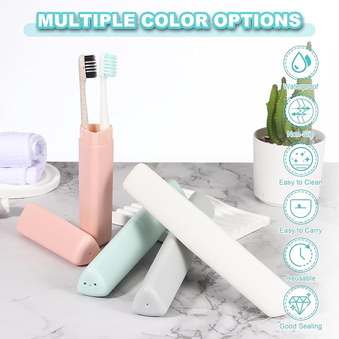 uxcell 4Pcs Travel Toothbrush Case, 8.27 x 1.38 Portable Travel Toothbrush Holder, Plastic Toothpaste Container for Bathroom, Gym, Business Trip, Camping, Gray