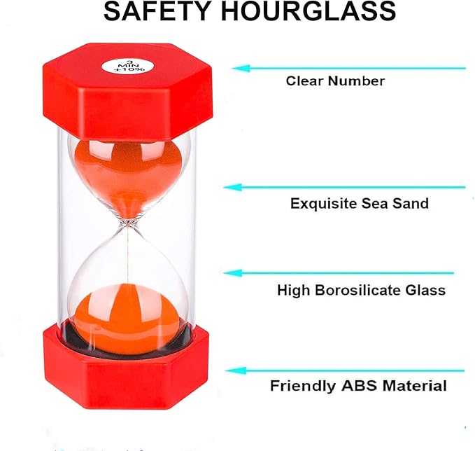 SuLiao 3 Minute Sand Hourglass Timer: Plastic Sand Clock 3 Minutes,Large Red Sand Watch 3 Min,Reloj De Arena,Colorful Hour Glass Sandglass for Kids, Games, Classroom, Kitchen, Decorative