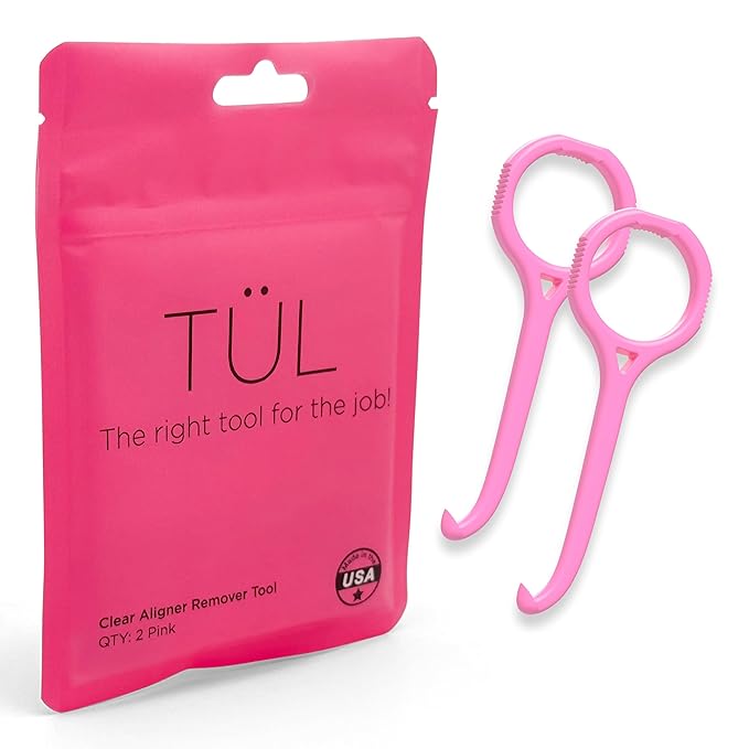TÜL | Only Invisalign Remover Tool Made in the USA | Lifetime Replacements | Ortho Recommended Aligner Remover Tool & Retainer Remover Tool | Pink 2 Pack | Top Invisalign Accessories