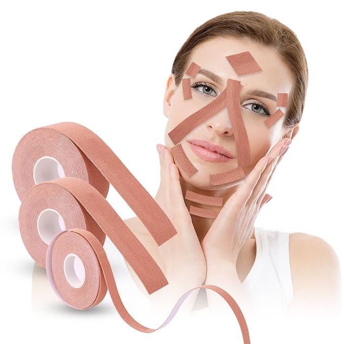 3 Rolls Instant Face Lift Tape, Facial Myofascial Patch for Wrinkles Treatment Sticker for V Line Lifting Sagging Skin, Forehead Fines, Eyelid, Nasolabial Folds, Laugh Neck Lines, 1cm/2cm/2.5cm*5m