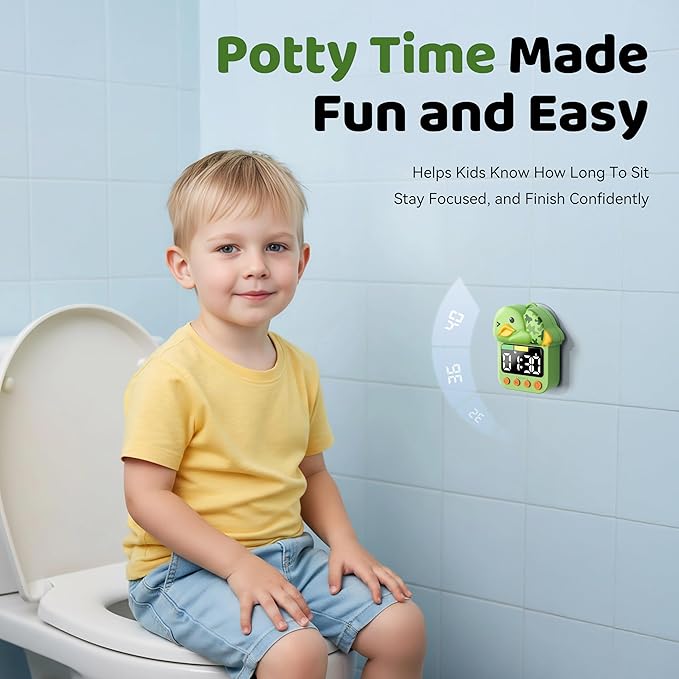 Shower Timer Waterproof Visual Timer for Kids - 99 Min Duck Shaped Digital Toddler Timer with Color Countdown Rechargeable Potty Training Shower Clock for Bathroom Toilet & Kitchen