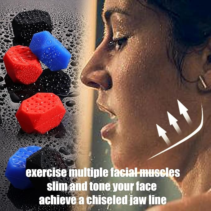 Jaw Exerciser for Man and Woman 3 Resistance Levels (6 pcs) BPA Free Silicone Jawline Exerciser Gum Tablets Jaw Trainer & Jaw Shaper for Beginner, Intermediate & Advanced Users