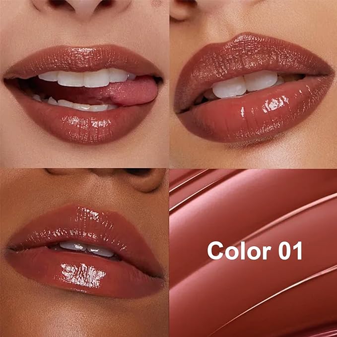 Dark Brown Honey Tinted Lip Stain Lip Balm Lip Gloss Lipstick, Sheer Hydrating Lip Stains Tint, Moisturizing Lip Color for All Skin Tones, Nourishing Lip Balm with a Hint of Natural Black Cherry