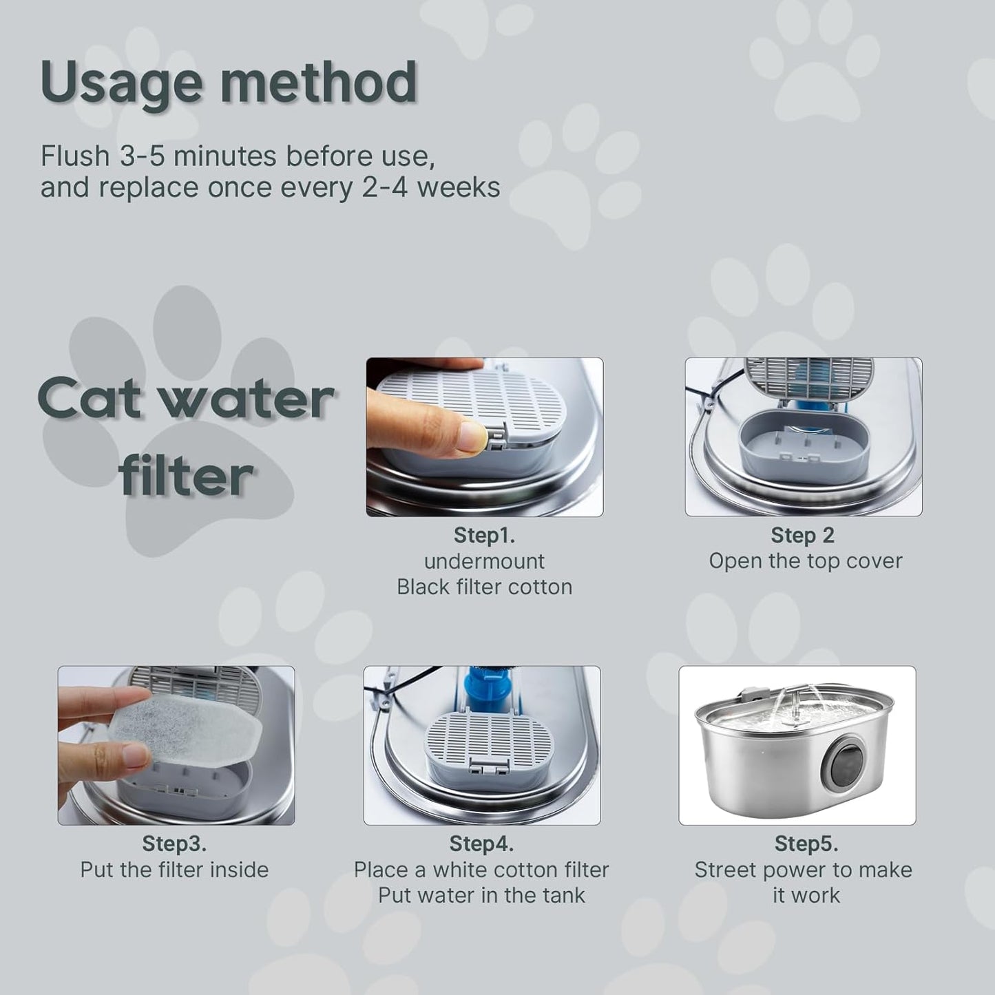 24 Pcs Cat Water Fountain Filters,12 Pack Cat Water Fountain Replacement Filters & 12 Pack Pre-Filter Sponges,Fountain Filter Replacement for Rellaty and Neareal 108oz/3.2L Pet Stainless Fountain