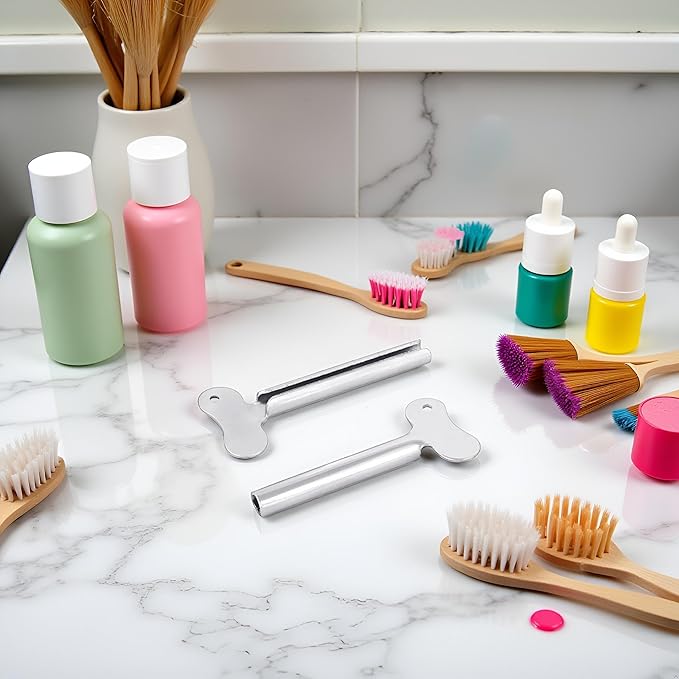 2 Pcs Silvery Metal Tube Squeezer Keys, Tube Toothpaste Squeezer Keys Metal Hair Dye Color Key Roller Dispenser Tool Durable Processing, Daily Living Tube Squeezing Aids