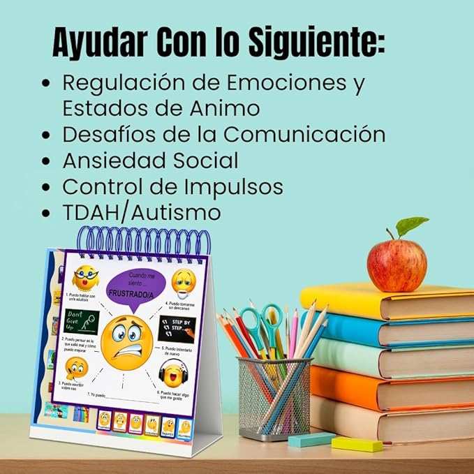 Thought-Spot I Know What to Do Flipbook (Sp/Eng) | Emotions Wheel & Feelings Chart | Emotional Regulation Tool Home, Class, or Calm Down Corner | Helps Kids Learn Coping Skills | Autism Must-Have