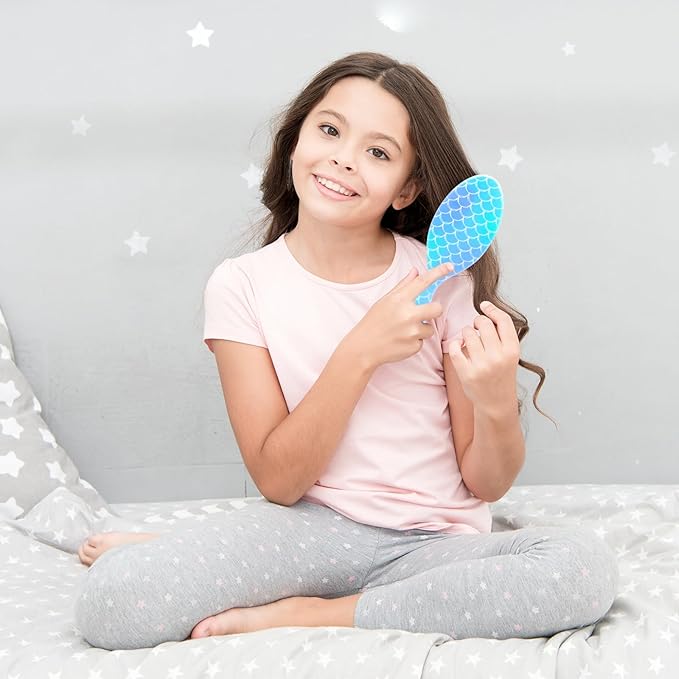 Kids Hair Brush Girls, Toddler Wet Dry Detangling Hair Brush for Curly Thick Hair Pain-Free Comb Girls Kids Women Unicorn Mermaid