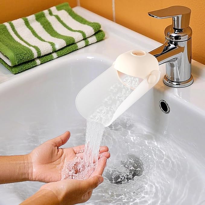 KOMIDK Faucet Extender for Bathroom Sink Faucet Extender for Toddlers Bathroom Sink Kitchen Bathtub (Apricot)