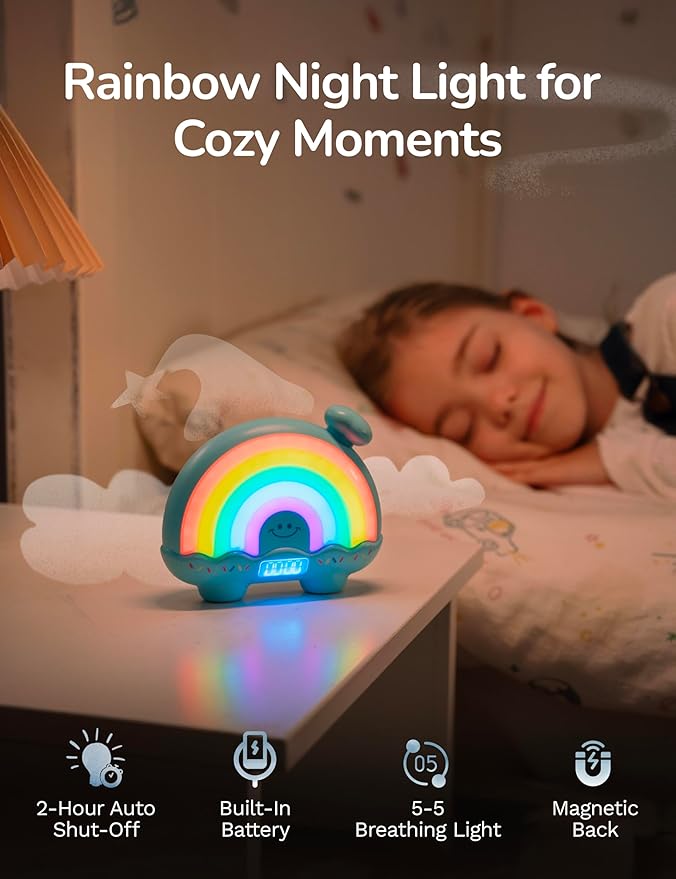 Timer Pal Rainbow Timer for Kids, Visual Timer for Kids with Night Light, Color-Changing Magnetic Visual Timer for Classroom/Calming Corner/Home (Blue)