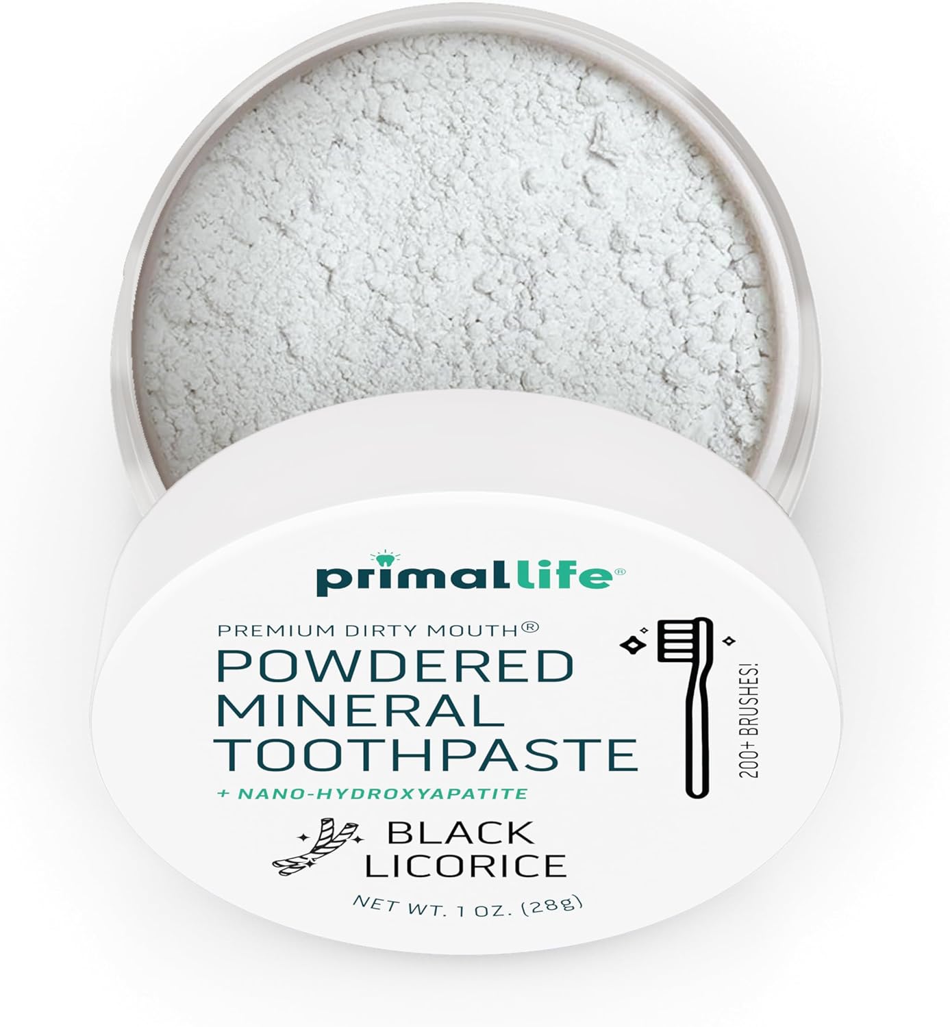 Primal Life Organics - Dirty Mouth Toothpowder, Tooth Cleaning Powder, Flavored Essential Oils with Natural Kaolin & Bentonite Clay, Good for 200+ Brushings, Organic, Vegan (Black Licorice, 1 oz)
