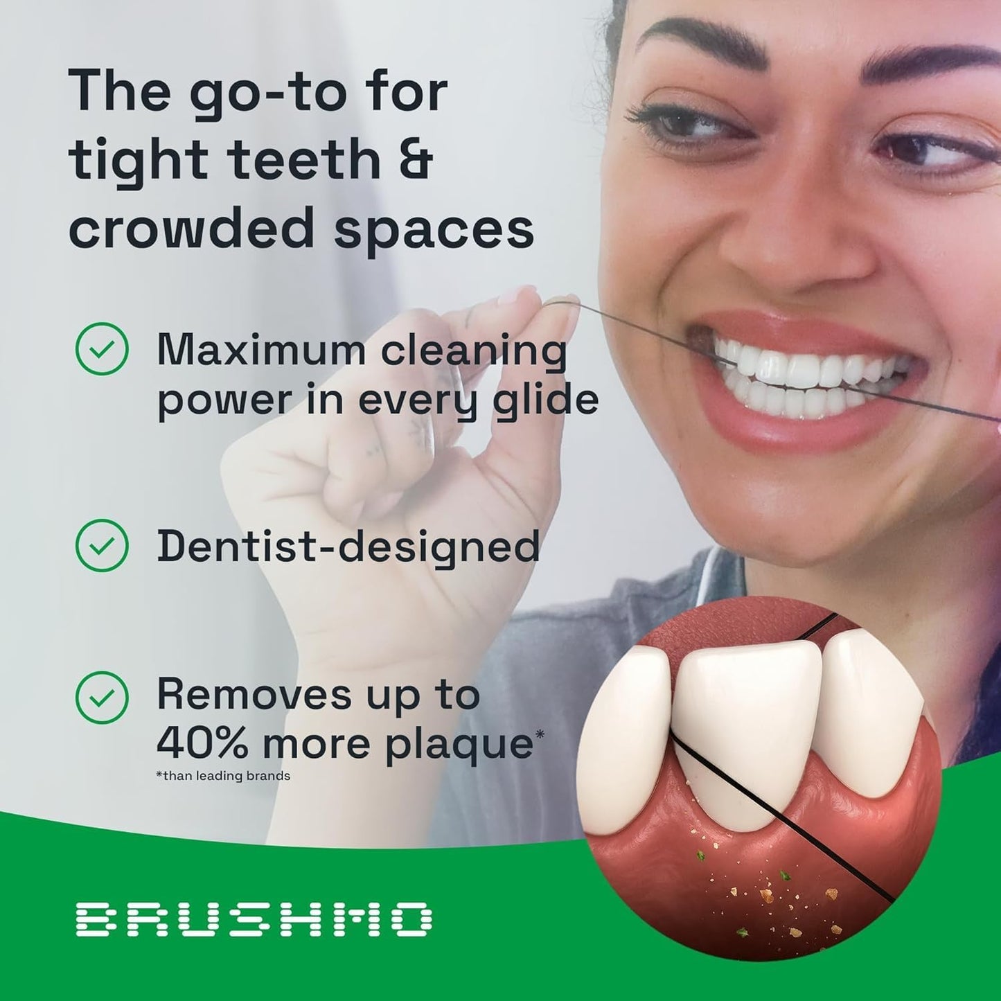 Brushmo Black Floss Air (BB Floss Air) - Ultra Soft & Thin Expanding Gum-Friendly Soothing Mint Dental Floss, Natural Wax Helps Remove Plaque from Teeth, Dentist Designed PTFE & PFAS Free, 275 yd