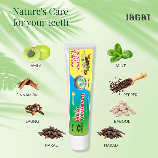 Jagat Devsutra Dr. Recommended Ayurvedic Herbal Fresh Mint Flavour Toothpaste Combo Pack Offer - 100% Natural Teeth Whitening Formula, No Fluoride & No Artificial Colours - Pack of 2 (4.4 OZ Each)