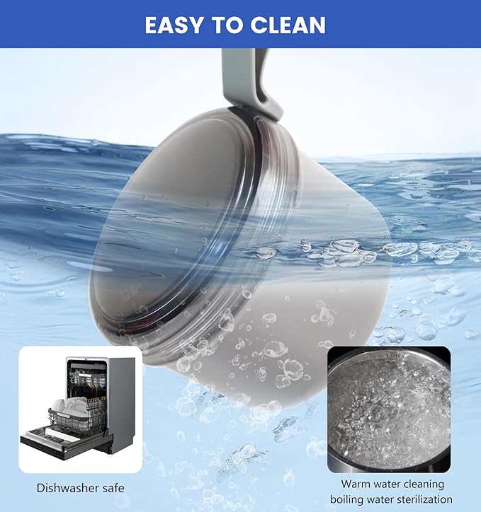 Leak Proof Travel Denture Bath Case for Full Dentures, Denture Cups for Soaking Dentures, Denture Container Cups with Brush for Dentures, Aligner, Retainers, Mouth Guard (Gray)