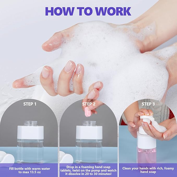 USKICH 48 Pack Foaming Hand Soap Tablet - Eco Friendly Cleaning Products,Variety Scents Refills Soap Tablets (48x8 Fl oz bottles)