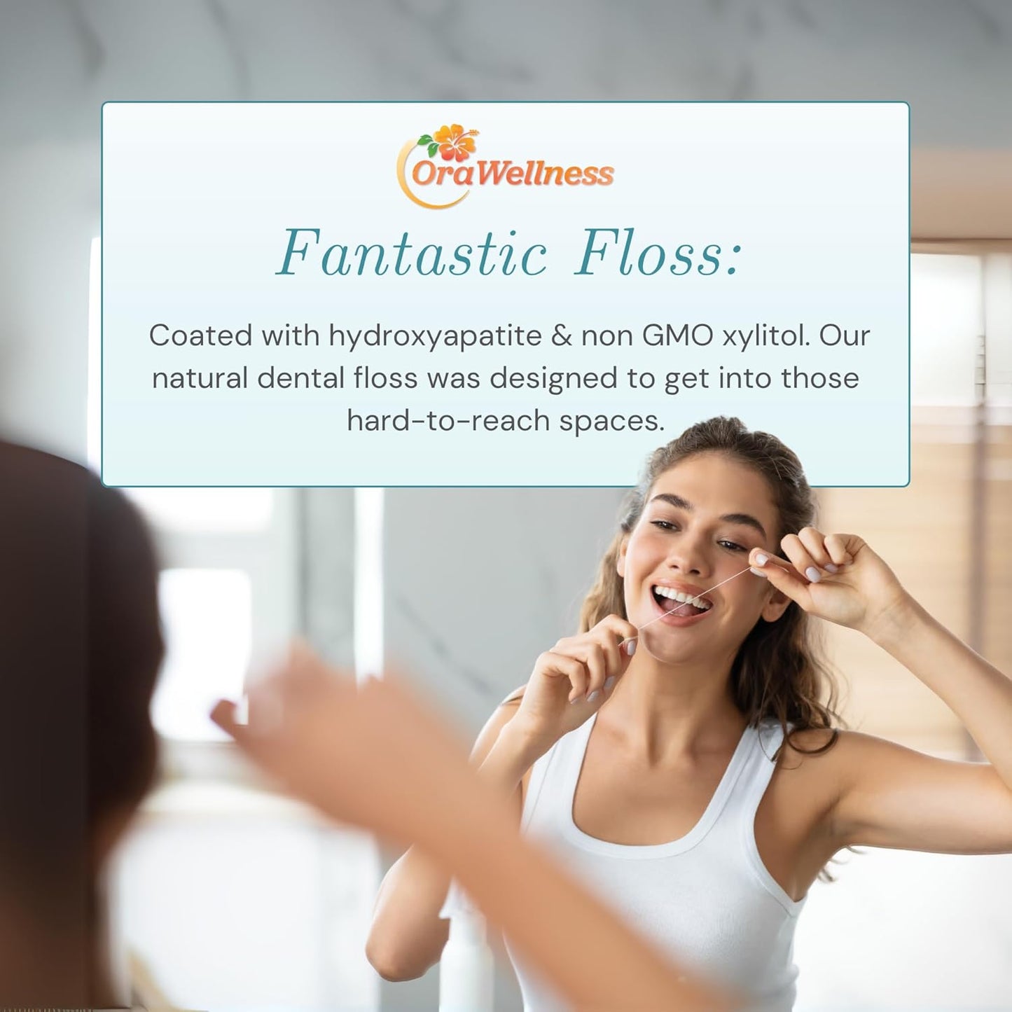 OraWellness Fantastic Floss, Waxed Dental Floss with Hydroxyapatite for Tooth & Gum Repair, Shred Resistant, Gentle & Expanding Alternative to Floss Picks, Pack of 2