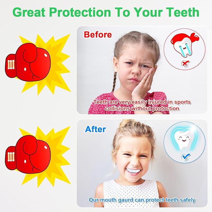 MENOLY 5 Packs Kids Mouth Guard Football BPA-Free Child Toddler Mouth Guard for Sports Boys Girls with Case for Football, Boxing, Basketball, Lacrosse, MMA, Hockey, Wrestling, Soccer