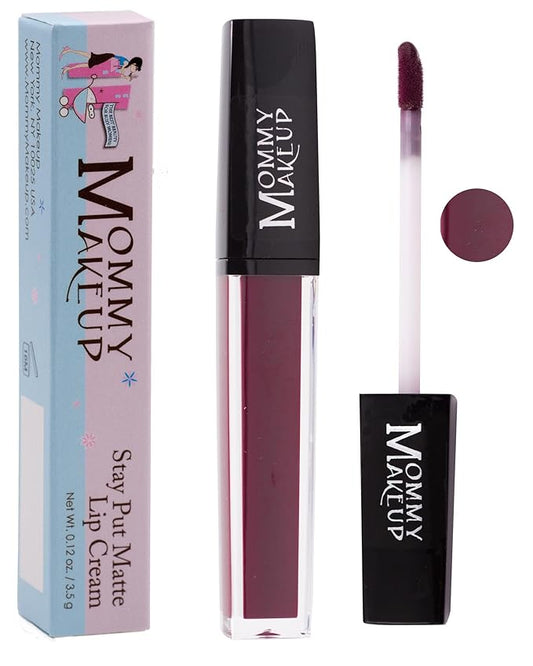 Mommy Makeup Stay Put Matte Lip Cream - Kiss-proof, Transfer-proof, Waterproof, Long Lasting Lipstick - Non-Drying Formula Infused with Vitamin E (Madonna)