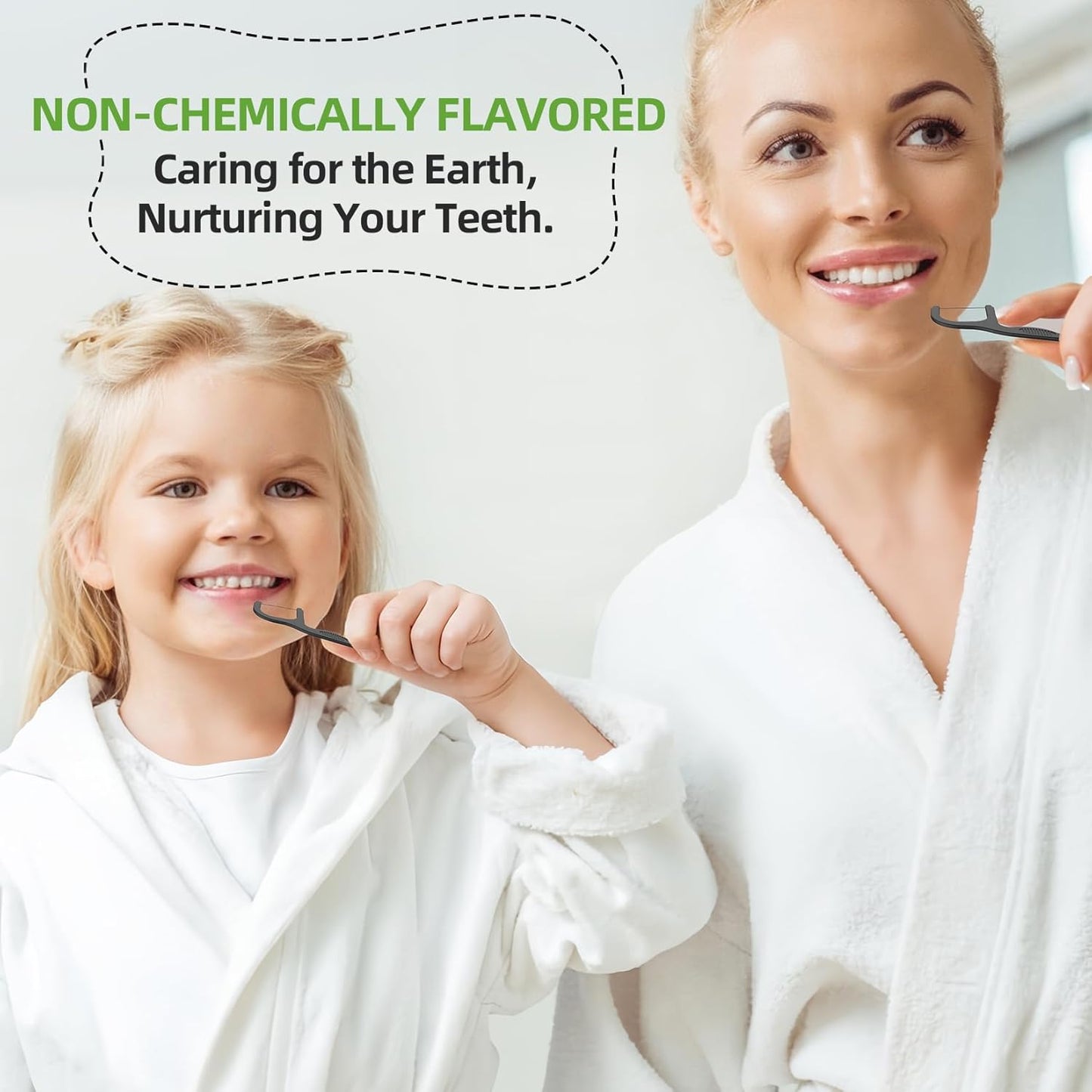 RAZOKO Biodegradable Dental Floss Picks, Charcoal Toothpick Stick Soft On Gum & Teeth, Plant Based Dental Floss Picks for Adults & Kids 200 Count