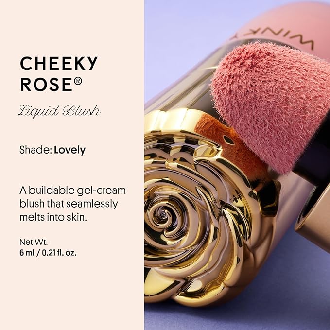 Winky Lux Cheeky Rose Liquid Blush – Gel-Cream with Buildable Color, Lightweight Velvet Finish, Long-Lasting Cool Pink Shade, Lovely