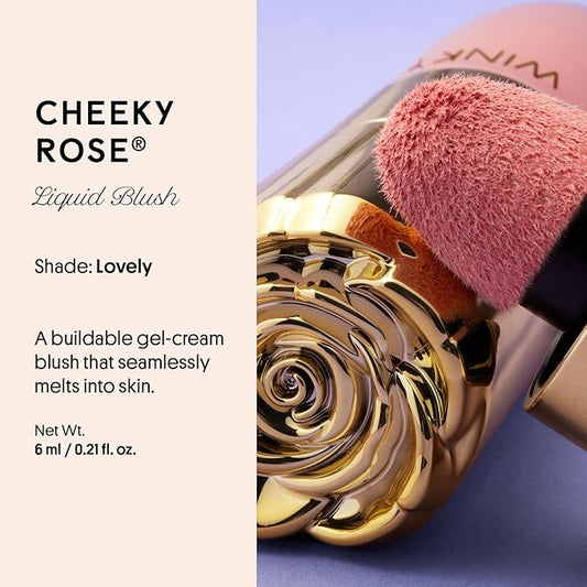 Winky Lux Cheeky Rose Liquid Blush – Gel-Cream with Buildable Color, Lightweight Velvet Finish, Long-Lasting Cool Pink Shade, Lovely