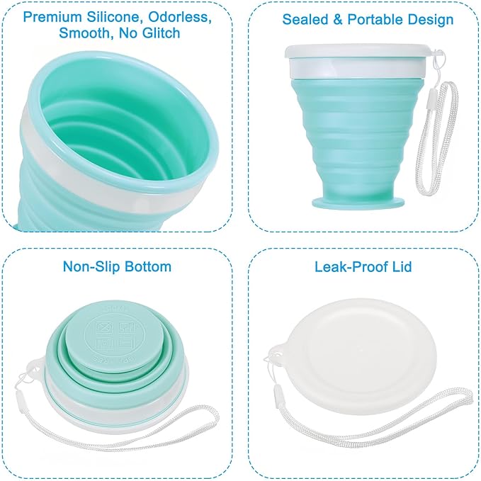 PATIKIL Collapsible Cup, 2 Pack 200mL Travel Folding Cup Silicone Portable Drinking Cup for Camping Hiking Outdoors, Blue