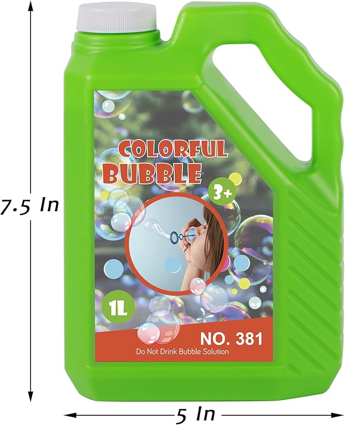 Lulu Home Concentrated Bubble Solution, 1 L/ 33.8 OZ Refill for Bubble Machines, Giant Wands, and Blowers - Up to 2.5 Gallons for Kids' Birthday Parties