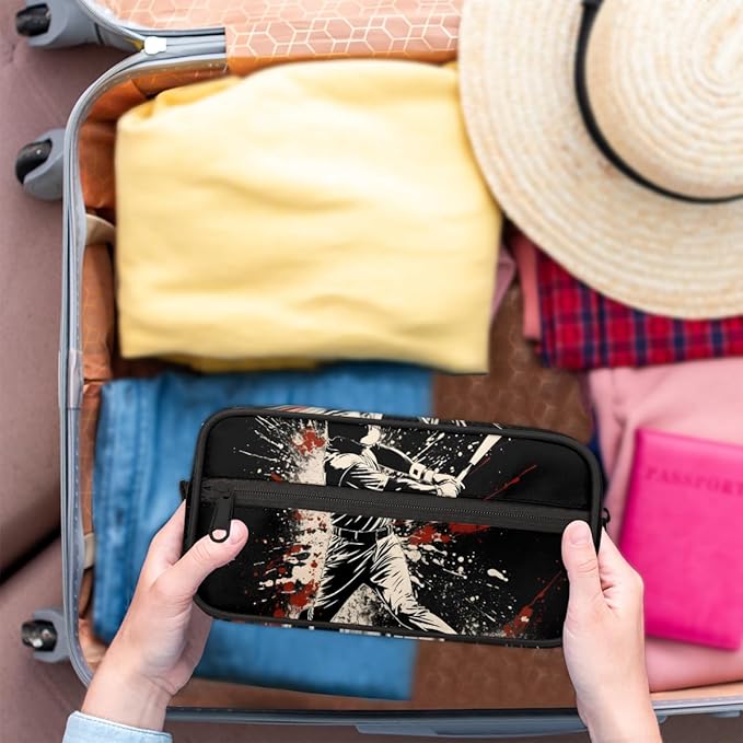 Baseball Player Boys Travel Toiletry Bag Waterproof Wash Bag Shower Shaving Bag Cosmetic Organizer Makeup Bag Portable Toiletries Accessories for Women Men Ball Theme