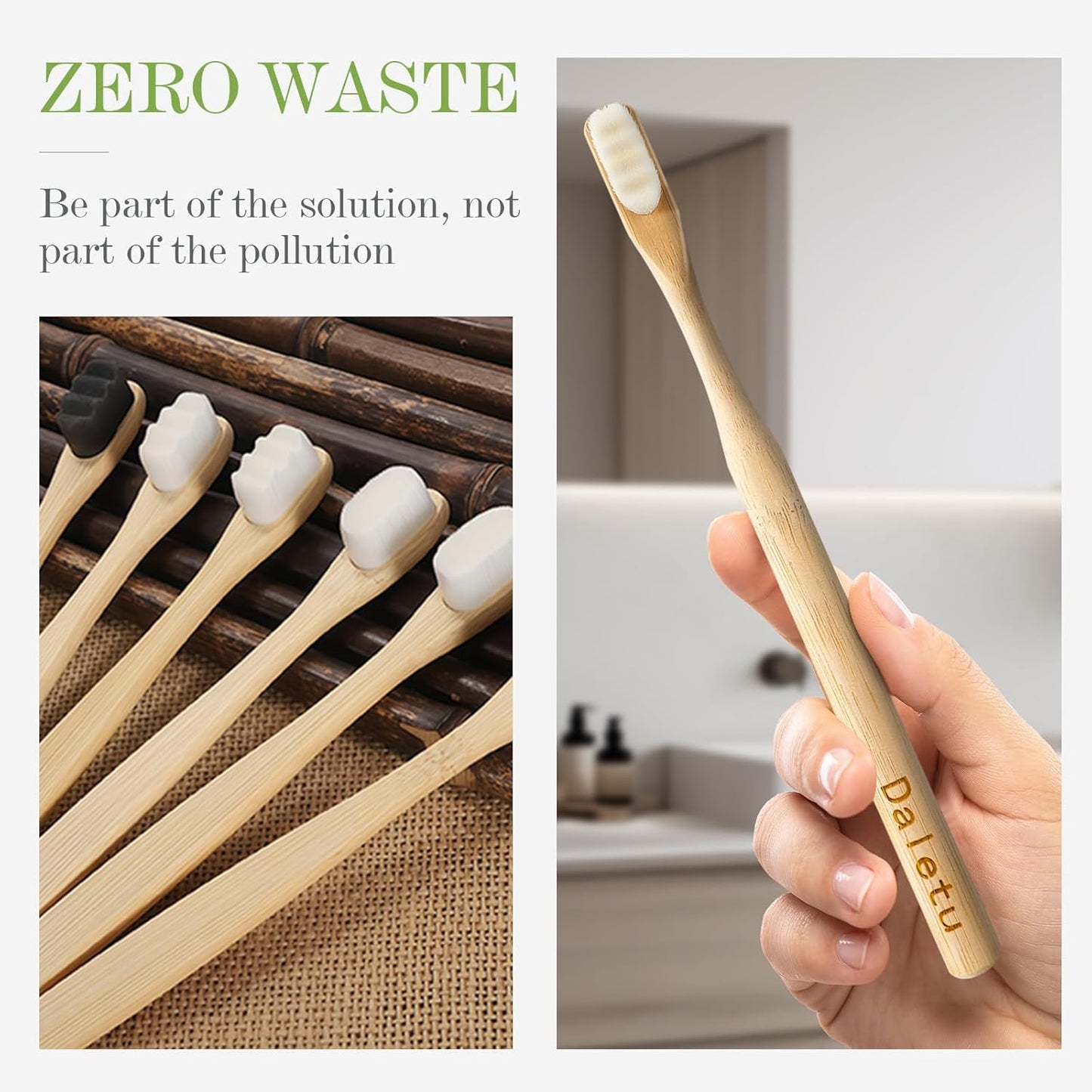 Extra Soft Bamboo Toothbrushes for Sensitive Gums, 20000 Extra Soft Bristle Toothbrushes for Adults, Eco-Friendly, Natural Wooden Organic Micro Nano Bamboo Bristle Toothbrush - 4 Pack