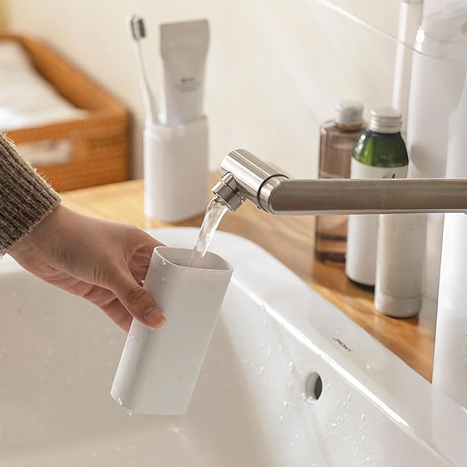 Ventilated Compact White Toothbrush Travel Case, Portable Toothbrush & Toothpaste Holder Cover Organizer Container with Mouthwash Cup for School, Camping, Business Trips, Bathroom Storage