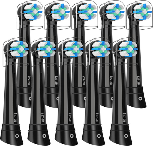 10 PCS Replacement Heads Compatible with Oral B IO 2/3/4/5/6/7/8/9/10/Deep Clean Series Electric Toothbrush, Medium Softness Brush Heads Compatible with Oral B IO for Teeth and Gums Care (Black)