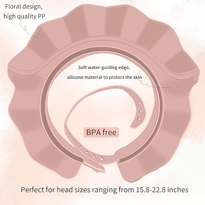 KOMIDK Baby Kids Shower Cap Shampoo Bath Bathing Hat Silicone Adjustable Washing Hair Shower Bathing Protection Shower Cap for Toddler, Baby, Kid, Children (Pink)