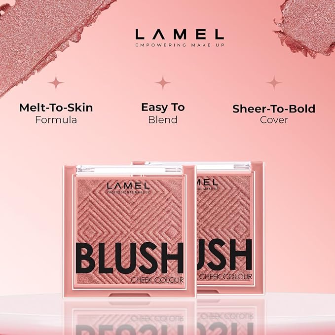 Lamel Coral Blush Cheek Color Mini - Blendable Natural Blush Powder - Enhances & Defines Shapes & Features - Shading & Contouring Powder - 4 Universal Shades - 403 (Coral) - 3.8g / 0.13 oz