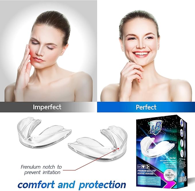 Mouthguard - One Size Fits All Premium Set of 6 BPA Free Moldable, Customizable and Trimmable Medical Grade Mouth Guard for Grinding Teeth Clenching Bruxism, Sport Athletic, Whitening Tray