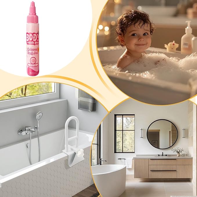 Bath Crayon, 30ml Washable Educational Marker Set, Bathtub Drawing Crayons with Smooth Texture,Easy Clean Off Formula with Vibrant Colors, Creative Art Play Tool for Kids Boys Girls Bathroom Fun Time