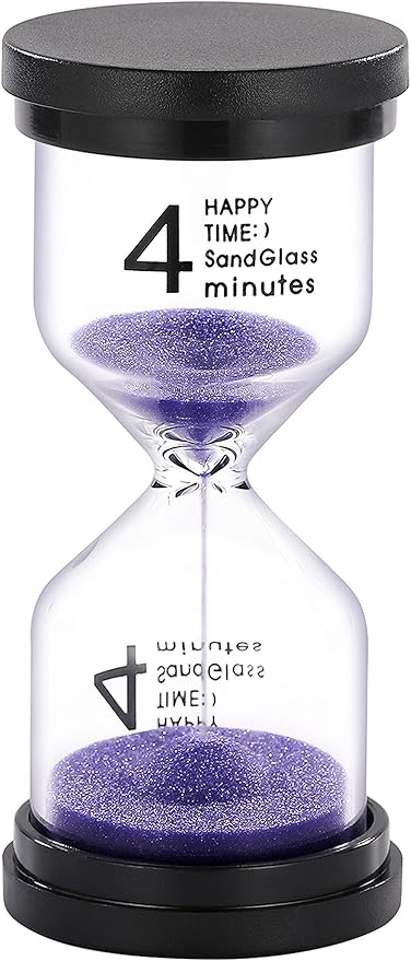 SuLiao Hourglass 4 Minute Sand Timer: Colorful Small Purple Sand Clock 4 Min, Plastic Hour Glass Sandglass for Kids, Games, Classroom, Kitchen, Decoration