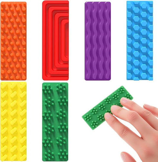 Ireer 6 Pcs Set of Silicone Sensory Strip Gifts for Christmas Stocking Stuffers Adhesives Anxiety Stickers Mental Health Stickers Fidget Textured Toys Calm Items Anxiety Relief for Adult Desk Office