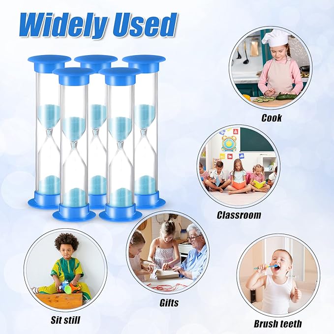 Queekay 48 Pcs 2 Minute Sand Timer for Kids, Mini Hourglass Bulk Sand Clock Timer for Adult Kids in Classroom Kitchen Games Office School(Blue)