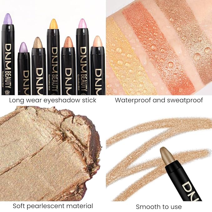 evpct Light Khaki Shimmer Cream Eye Shadow Brightener Sticks Set for Eyes, Khaki Shimmery Matte Pencil Eye shadow Applicator Stick Pen Palette Makeup Waterproof sombras en crema para ojos 04#
