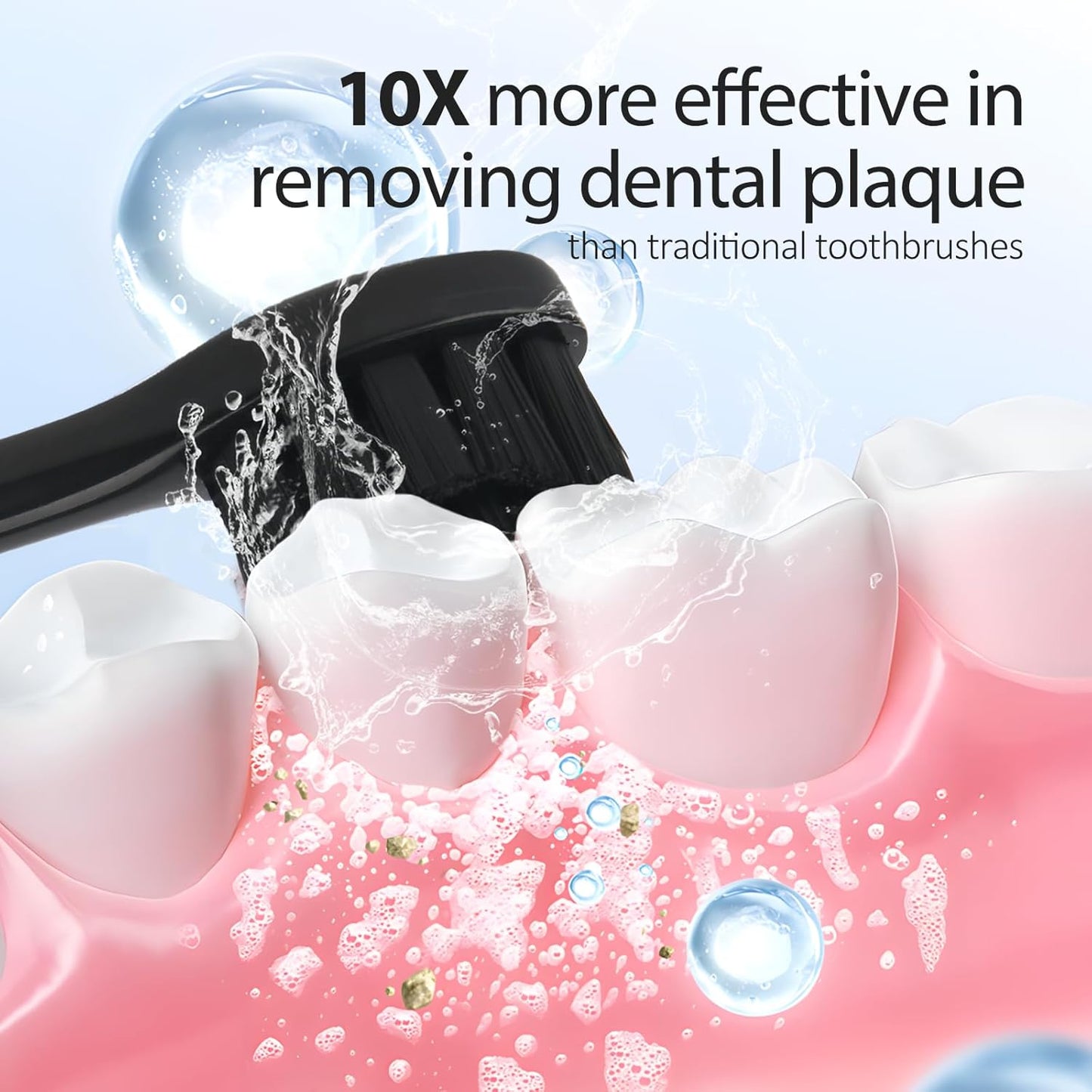 Sonic Electric Toothbrush for Adults - 6 Modes Rechargeable Electric Toothbrush with 4 Replace Brush Heads, Power Sonic Toothbrush with Travel Case, Ideal Gift for Men Women, Black