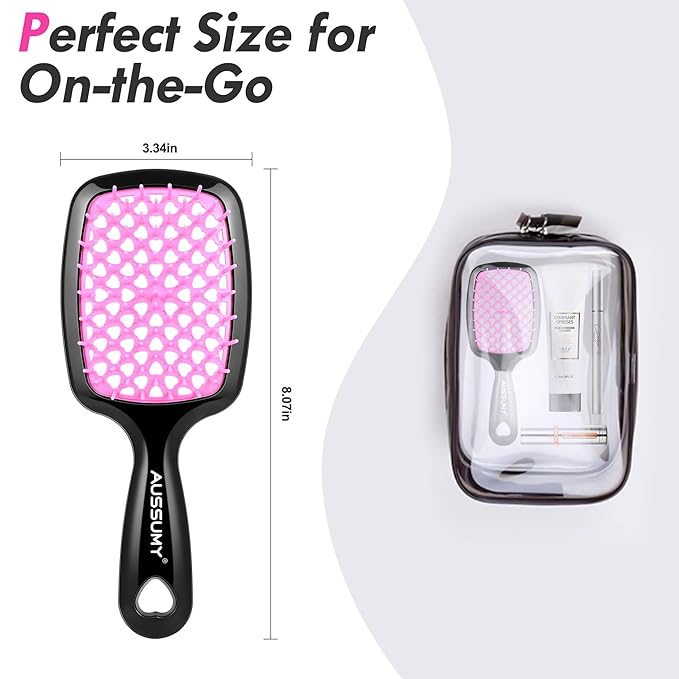 4 Pack Vented Detangling Hair Brush - Detangler Hairbrush with Soft Bristles for Effortless Tangle Free - Ideal for Wet Dry or Curly Damaged Hair for Women Men Kids