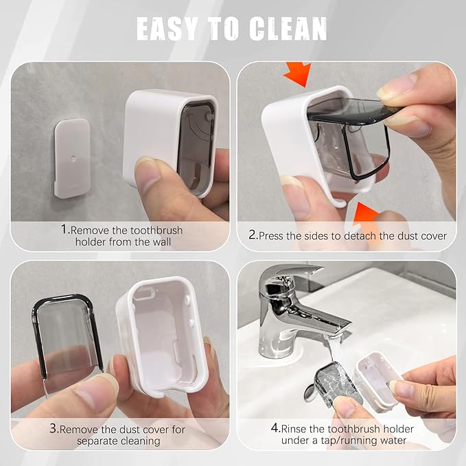 4 Pack Mini Toothbrush Holder Wall Mounted with Cover, Single Slot Toothbrush Storage Organizer for Shower, Compact Toothbrush Holders for Bathroom & Travel, Ideal for Girls and Boys