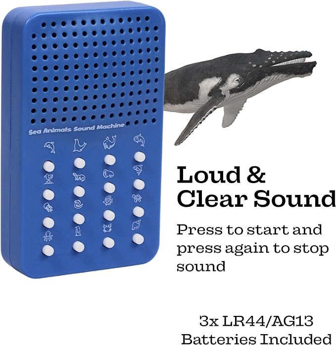 Sea Animal Noisemaker with 16 Sounds, Whale Sounds, Dolphins, Seals, Otters, Walrus Aquarium Electronic Sound Maker - Portable Ocean Themed Sound Effects Board For Kids, Birthday Noise Maker Toy Gift