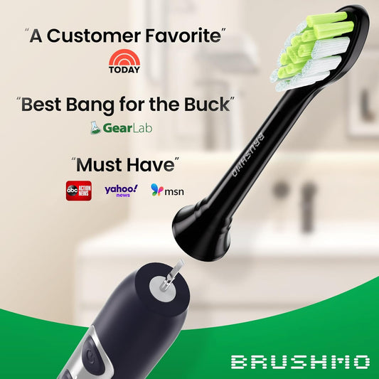 Brushmo Whitening Replacement Toothbrush Heads Compatible with Philips Sonicare DiamondClean HX6062/65, Black, 8 Pack