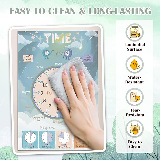 16 Educational Posters for Preschoolers, Laminated PreK Learning Poster Charts for Toddlers 1-3, Learning Wall Charts for Kids’ Bedroom, Playroom, Preschool, Kindergarten and Homeschool (Morandi B)