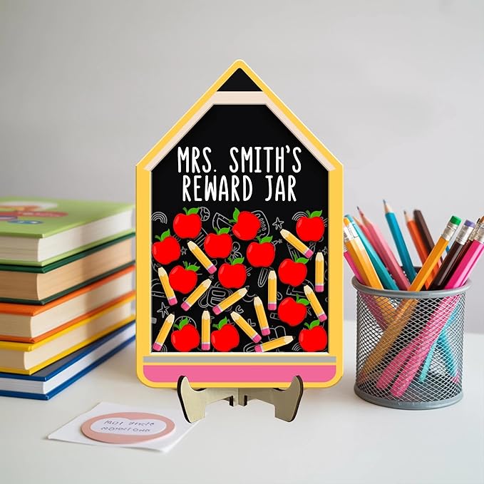 Personalized Reward Jars for Kids - Magnetic Reward Jar for Classroom Behavior – Incentive Jar with Stars for Teachers & Kids – Class Rewards Chart, Potty Training, Behavior Management, Style 04