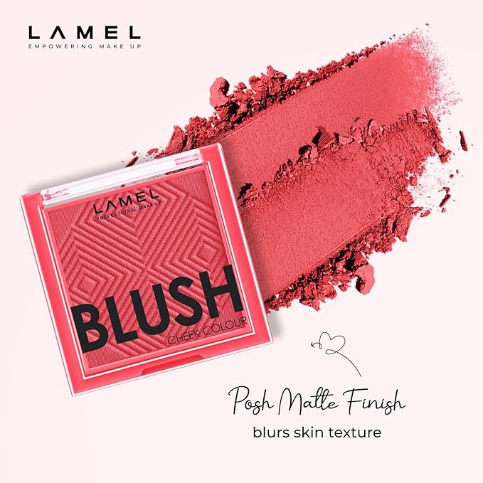 Lamel Blush Cheek Apricot Color Mini - Blendable Natural Blush Powder - Enhances & Defines Shapes & Features - Shading & Contouring Powder Blush - 4 Universal Shades - № 407 (Apricot) - 3.8g/0.13 oz