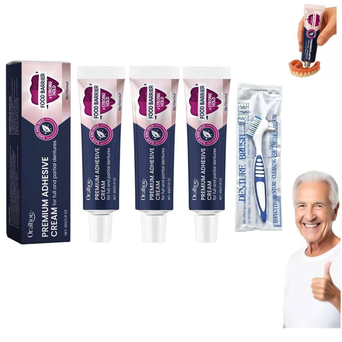Thermoplastic Denture Adhesive,Lasts for 4 Days Give a Brush(3)